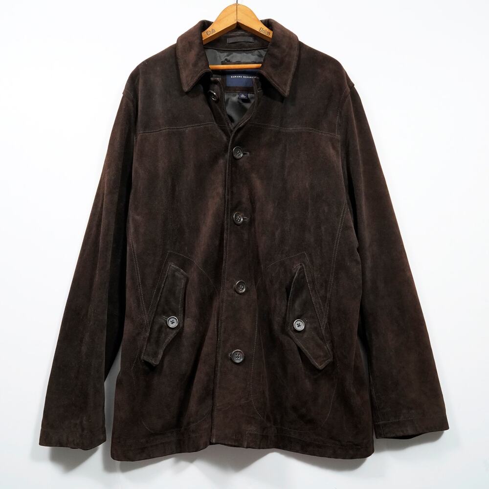 Banana Republic Suede Leather Jacket Men XL Brown Classic Minimalist